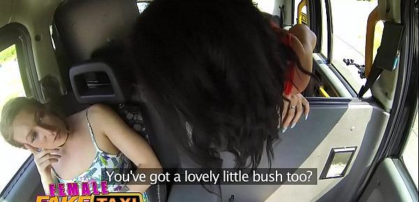  Female Fake Taxi Sweaty hot lesbian bushy pussies finger fucked to orgasm
